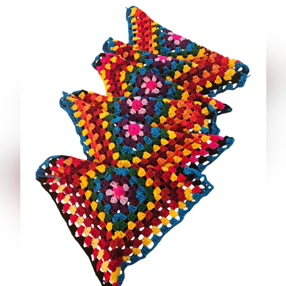 Sustainable Handmade Grannycore Crochet Dress Boho Festival Rainbow Cover-Up - Picture 6 of 17